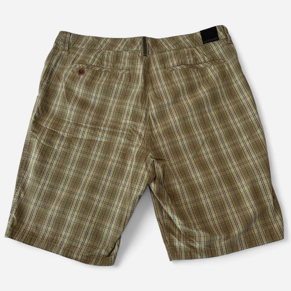 Quicksilver Men's Plaid Shorts | Tan Khaki Casual Boardwalk Surf Skate Size: 38 - Picture 2 of 8